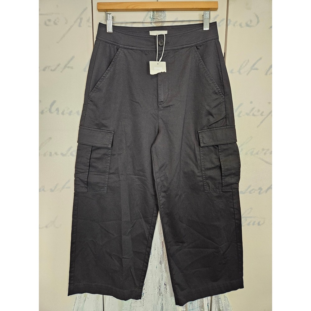 Joie Womens Black Cotton Stretch High Rise Cropped Cargo Utility Pants Size 4